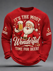 Men's Women's Its The Most Wonderful Time Of Beer Print Waffle Long Sleeve Top gracestitchs