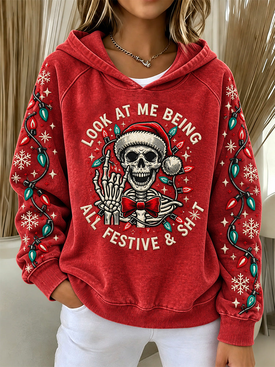 Women's Funny Look at me being all Festive Print Hoodies gracestitchs