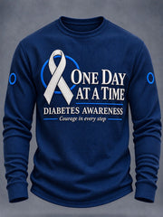 Men's Diabetes Awareness Print Waffle Long Sleeve Top gracestitchs
