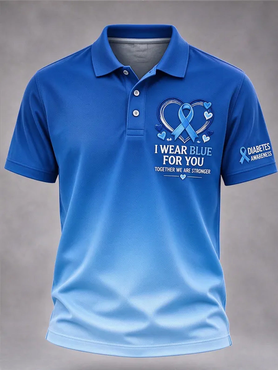Men's Diabetes Awareness Print Polo gracestitchs