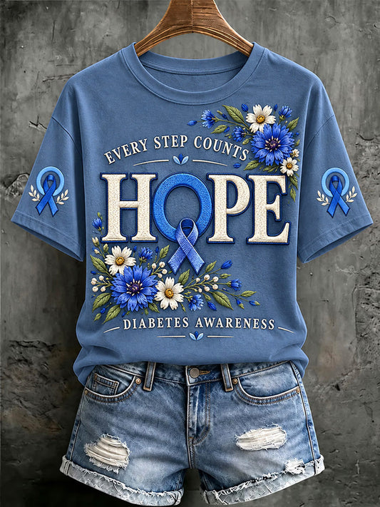 Women's Diabetes Awareness Print Tee gracestitchs