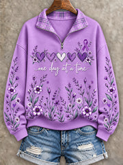 Women's Purple Floral & Alzheimer's Awareness Support Print Hoodies gracestitchs