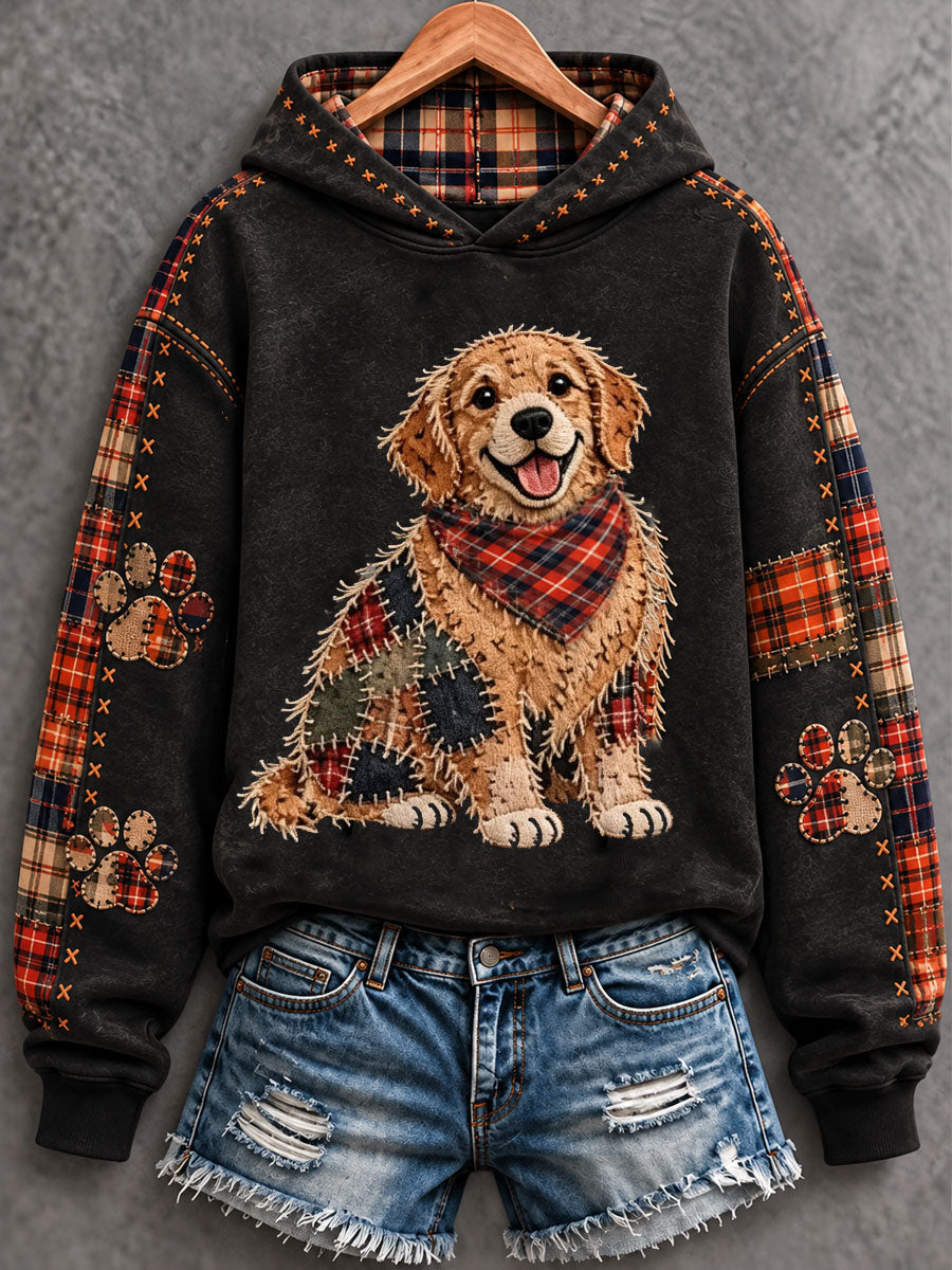 Women's Patchwork-style Dog print Regular Sweatshirt gracestitchs