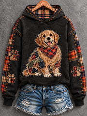 Women's Patchwork-style Dog print Regular Sweatshirt gracestitchs