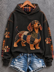 Women's Patchwork-style Dog print Regular Sweatshirt gracestitchs