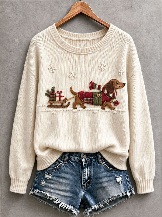 Women’s Lovely Dachshund Cozy Knit Sweater gracestitchs