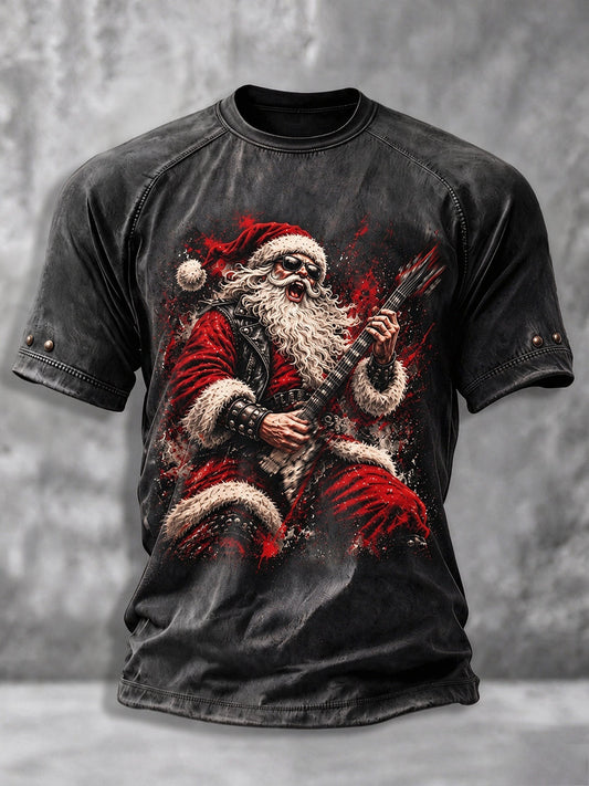 Men's Heavy Metal Rock Christmas Print T-shirt gracestitchs