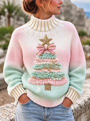 Women's pink Christmas tree tops gracestitchs