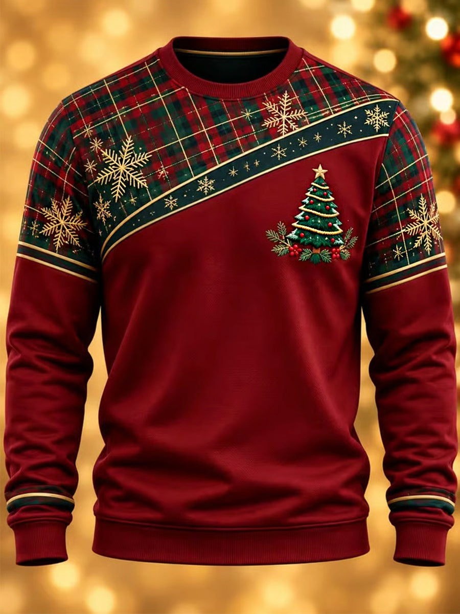 Men's Christmas Tree Print Casual Sweatshirt gracestitchs