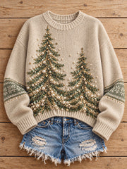 Women's Merry Christmas Tree Art Printed Swetaer gracestitchs