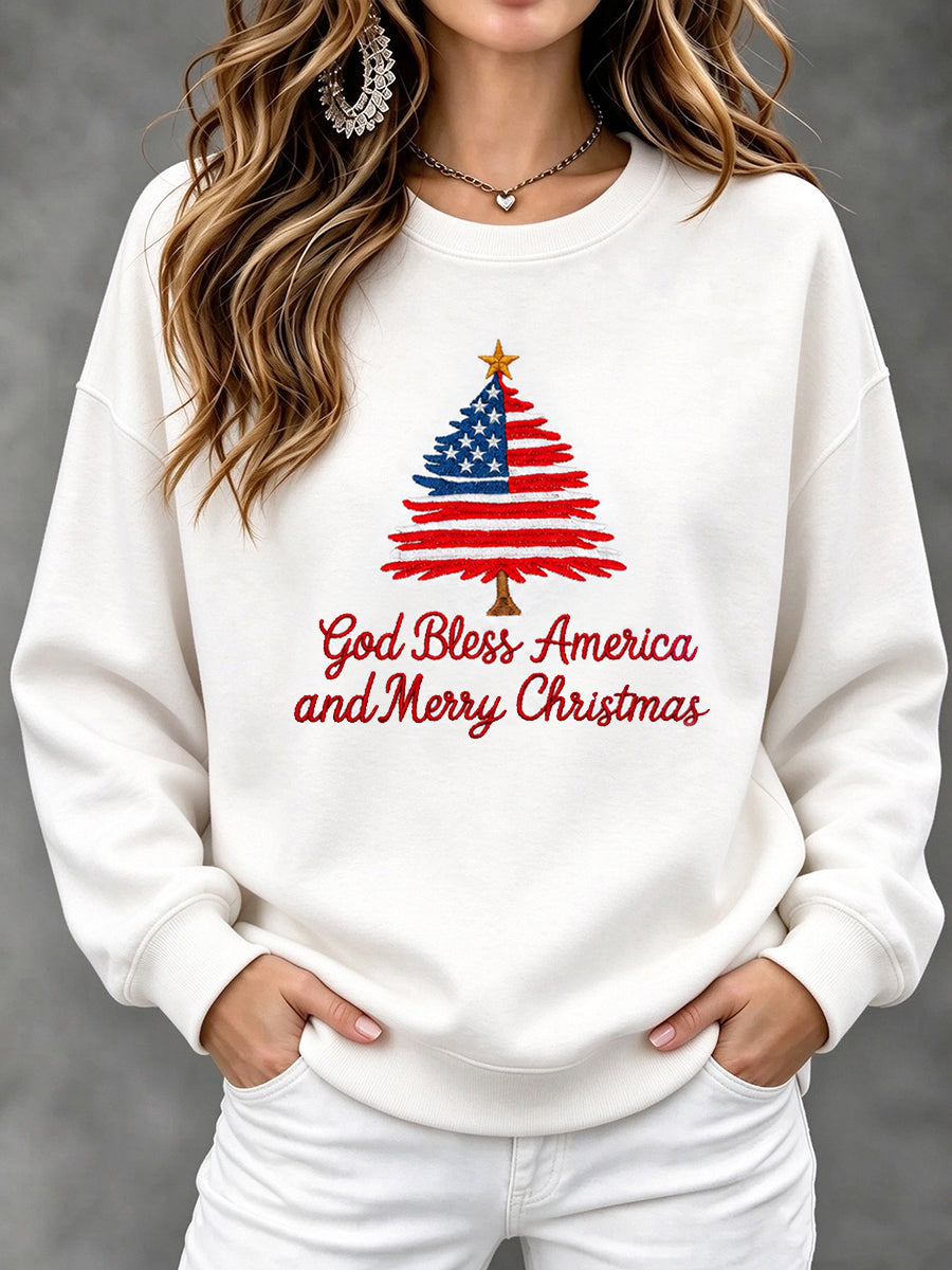 Women's USA Flag Christmas Casual Sweatshirt gracestitchs
