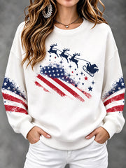 Women's USA Flag Christmas Casual Sweatshirt gracestitchs