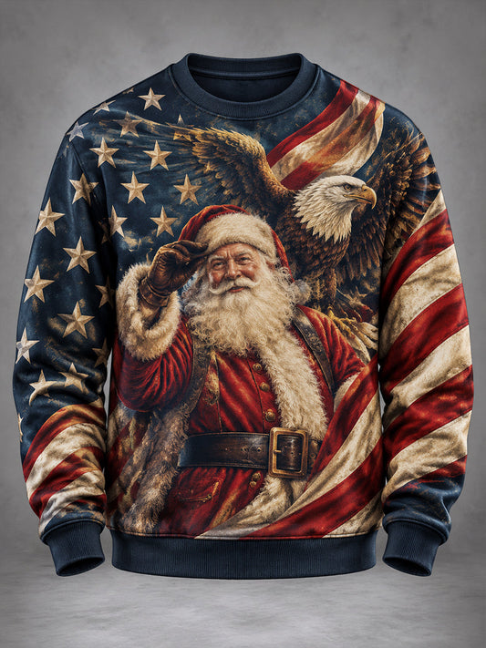 Men's Patriotic Christmas CrewNeck Sweatshirt gracestitchs