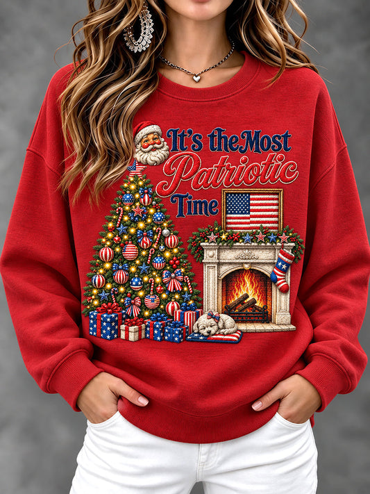 Women's USA Flag Christmas Casual Sweatshirt gracestitchs