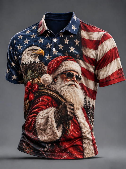 Men's Patriotic Christmas Short Sleeve Shirt gracestitchs