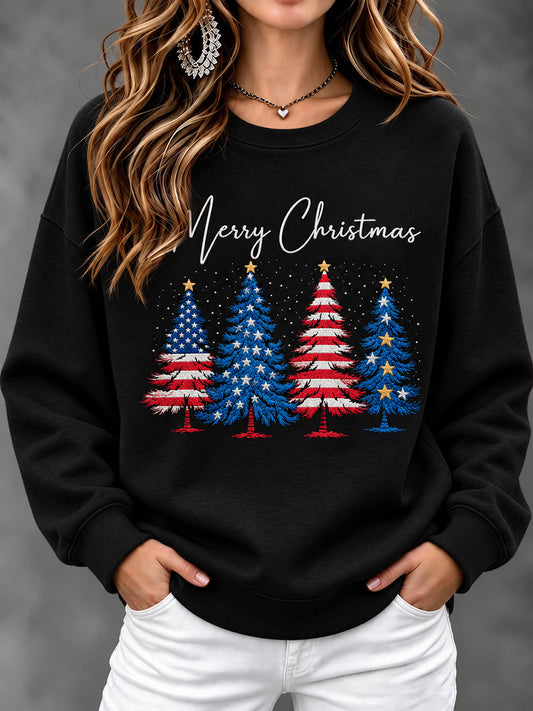 Women's USA Flag Christmas Casual Sweatshirt gracestitchs
