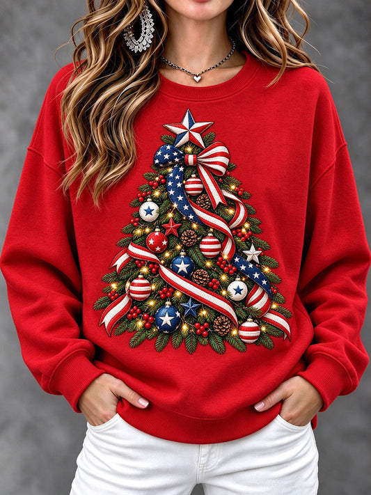 Women's USA Flag Christmas Casual Sweatshirt gracestitchs
