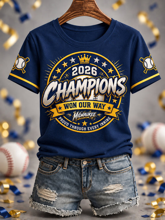 Women's Won Our Way 2026 Baseball Champions Gift For Baseball Fans Casual Tee gracestitchs