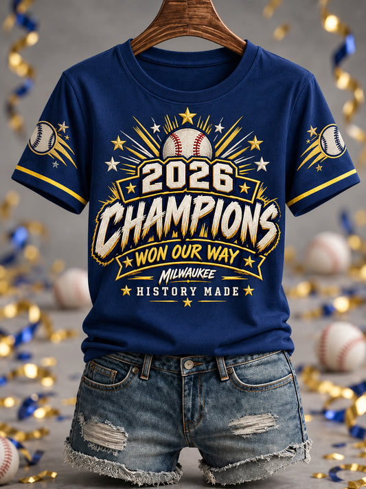 Women's Won Our Way 2026 Baseball Champions Gift For Baseball Fans Casual Tee gracestitchs