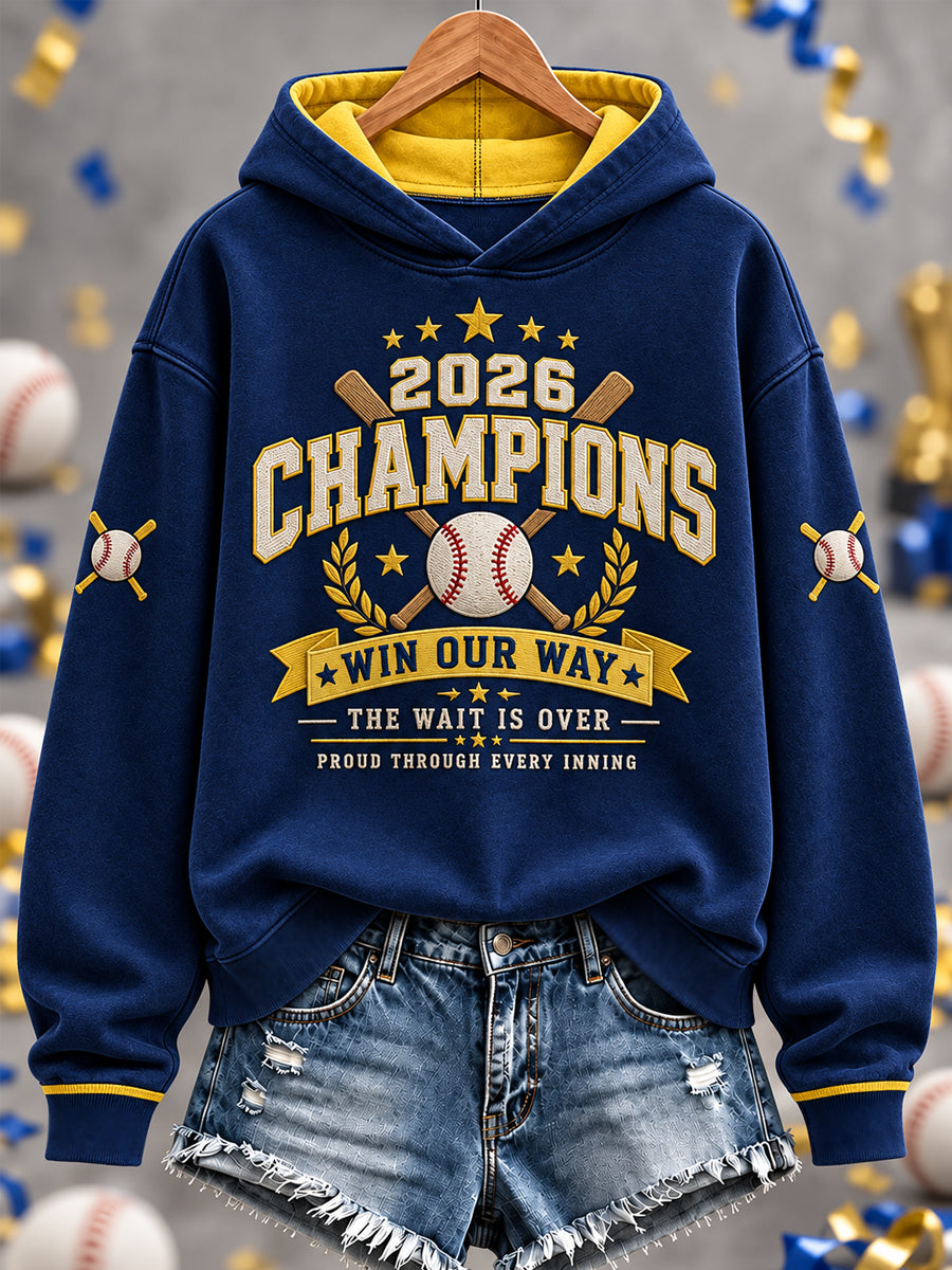 Women's 2026 Baseball Champions Celebration Collection Gift For Baseball Fans Casual Hoodie gracestitchs