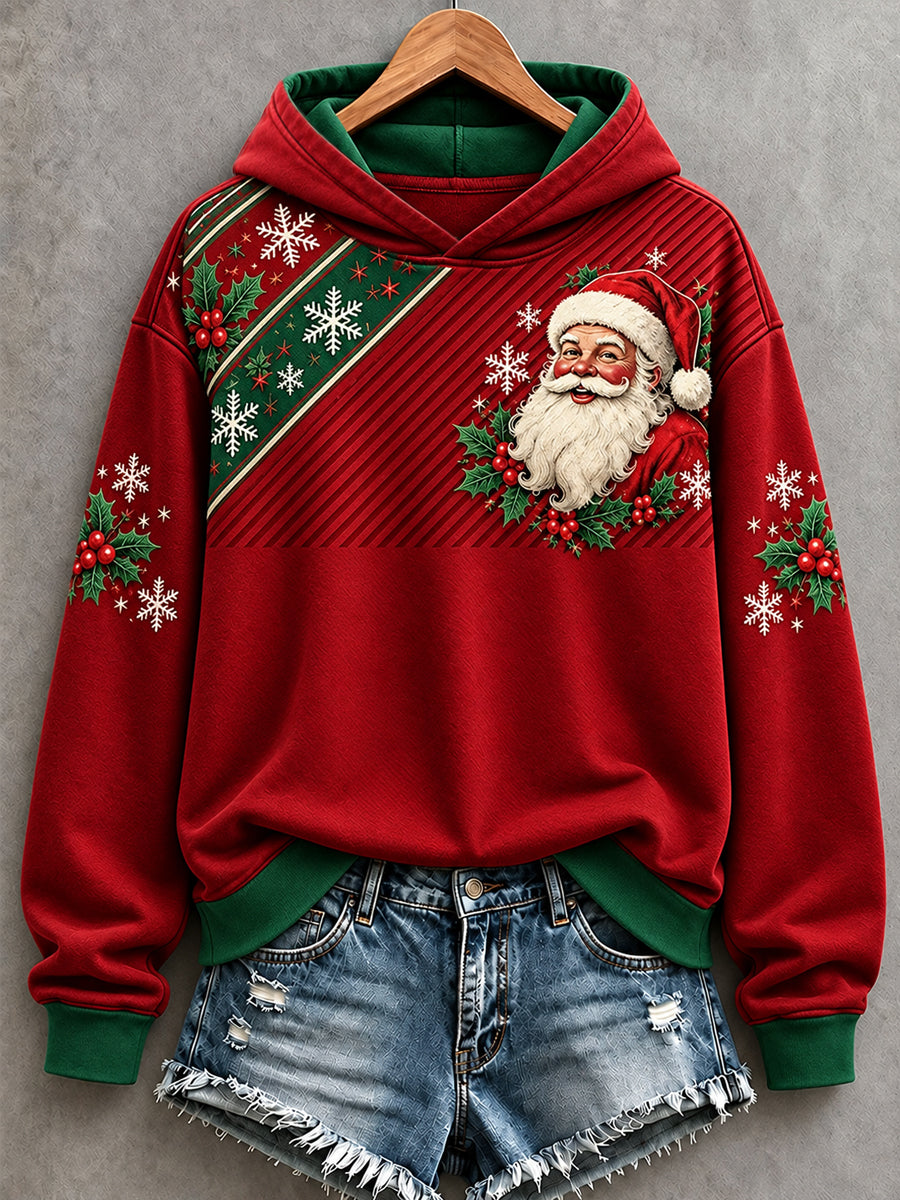 Women's Christmas Santa Claus Print Casual Hoodie gracestitchs