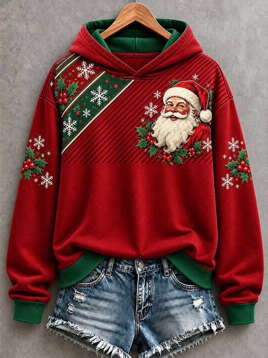 Women's Christmas Santa Claus Print Casual Hoodie gracestitchs