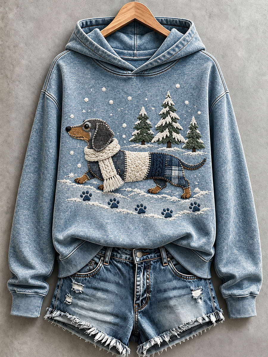 Women's Cute Dachshund In The Snow Hoodie gracestitchs