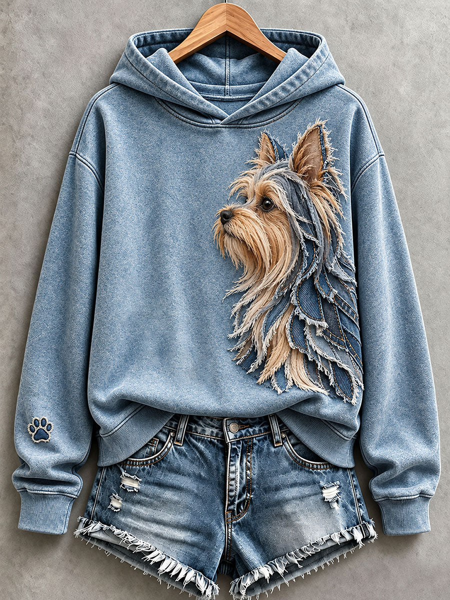 Women’s Lovely Yorkshire Terrier Patchwork Art Hoodie gracestitchs