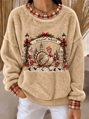 Women’s Thanksgiving Day Parade Commemorative Print Casual Flannel Hoodie gracestitchs
