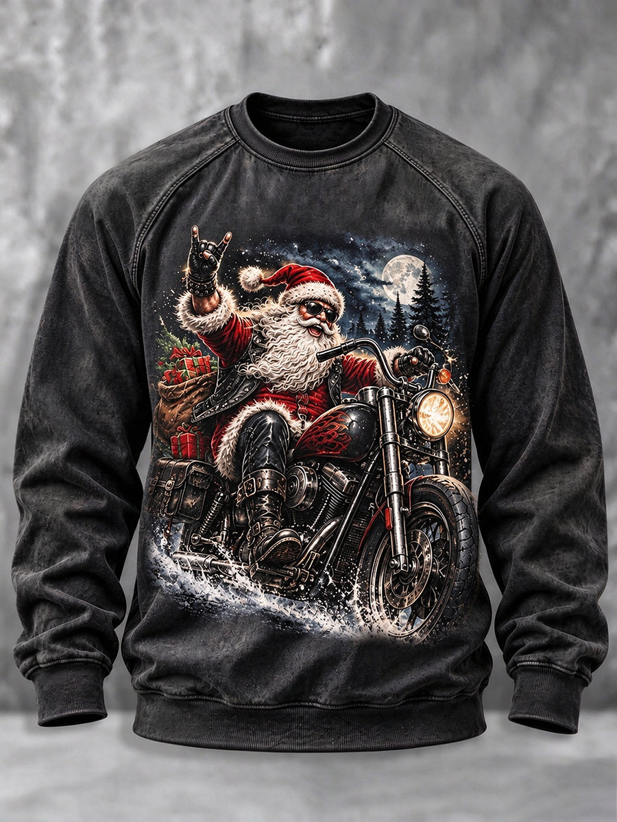 Men's Heavy Metal Rock Christmas Print Sweatshirt gracestitchs