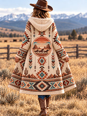 Women's Western Print Casual Long Flannel Cardigan gracestitchs