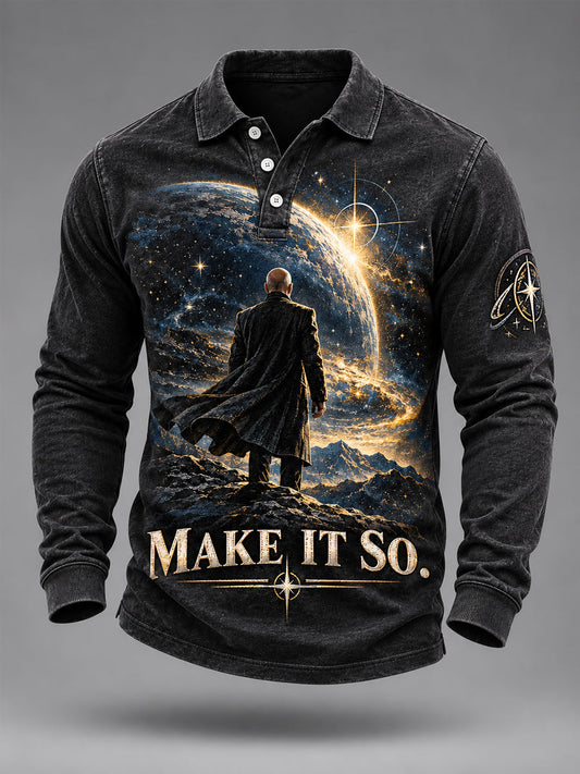 Men's In Loving Memory Forever Our Captain Long Sleeve Polo Shirt gracestitchs